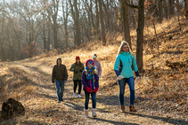 People walking the trails at Ponca State Park in winter