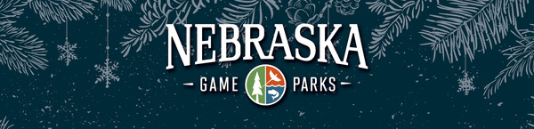 Nebraska Game and Parks logo on a winter background