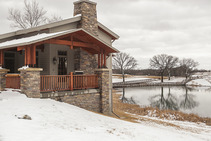 Mini lodge at Ponca State Park in winter