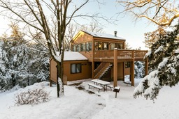 Cabin at Mahoney State Park in winter