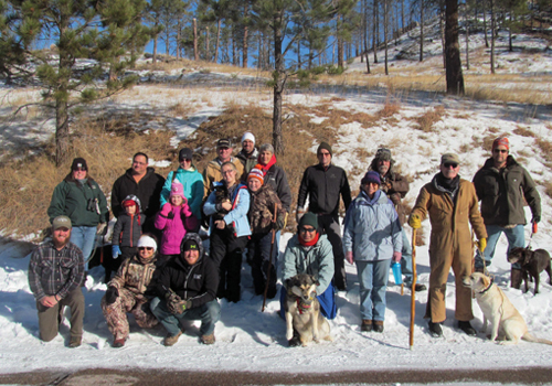 A group shot of participants in a First Day Hike at a Nebraska state park