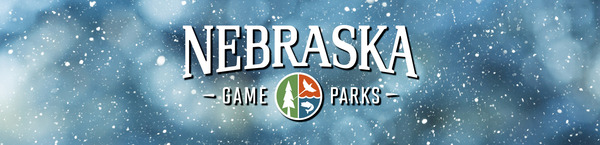 Nebraska Game and Parks logo on snowy background