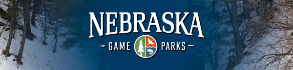 Nebraska Game and Parks logo on a wintry background