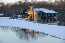 Cabin at Ponca State Park in winter