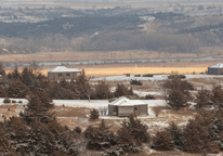 Cabins at Niobrara State Park in winter