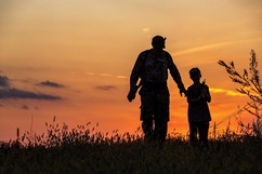 A father and son dove hunting