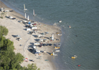 An aerial view of Lake McConaughy's beach