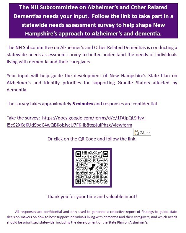 NH Subcommittee on Alzheimers Survey
