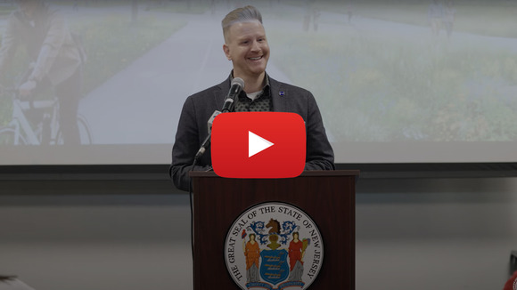 Commissioner LaTourette provides opening remarks at Jan. 25 Liberty State Park Open House