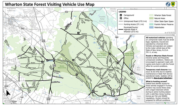 Wharton State Forest Visiting Vehicle Use Map