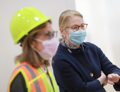 two women with masks