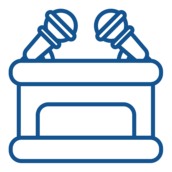 Podium with microphones