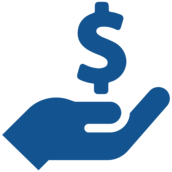 Hand with a dollar sign floating above it