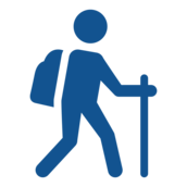 Hiking person with walking stick