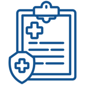 Clipboard and health insurance symbol
