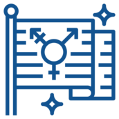 Pride flag with gender inclusivity symbol