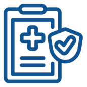Clipboard with health insurance symbol