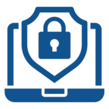 Cybersecurity laptop padlock icon