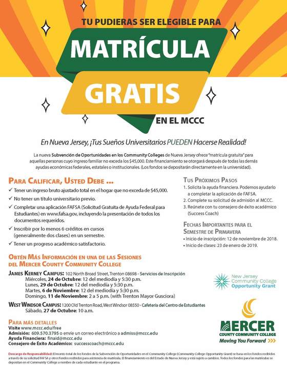 Free Tuition flyer in Spanish