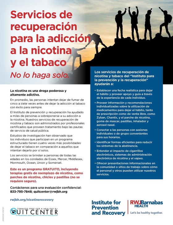 IFPR Nicotine Recovery Flyer Spanish