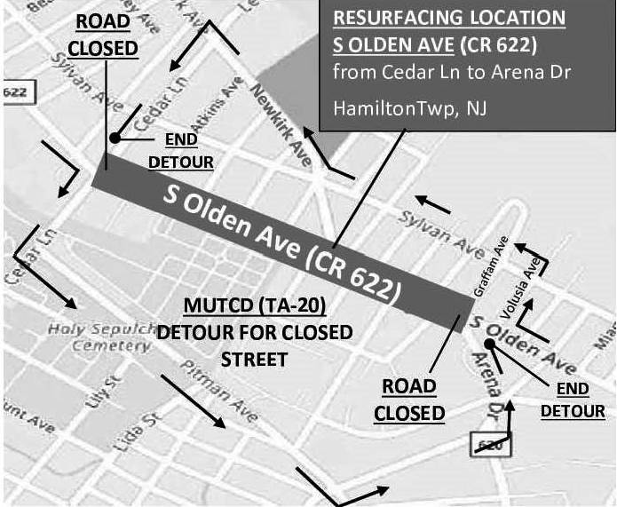South Olden Ave. detour route
