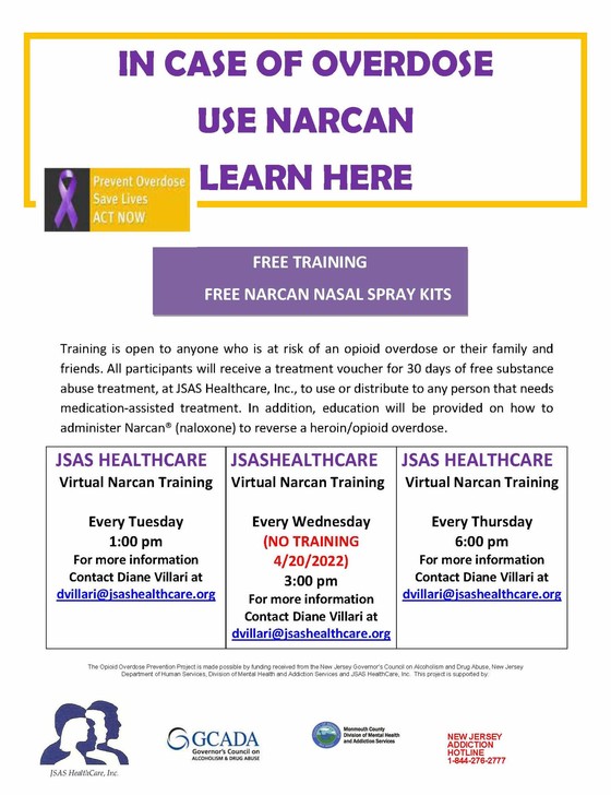 April Zoom narcan trainings