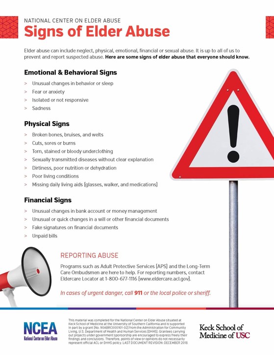 Sings of Elder Abuse