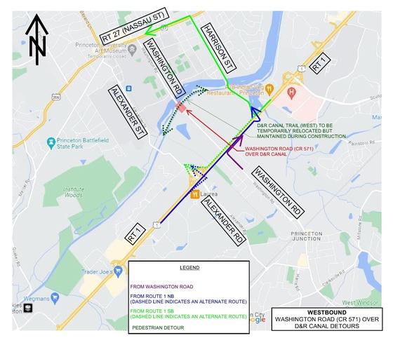 Washington Road -- westbound detour