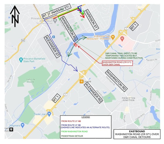 Washington Road -- eastbound detour