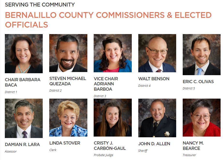 BernCo Commissioners and Elected Officials graphic
