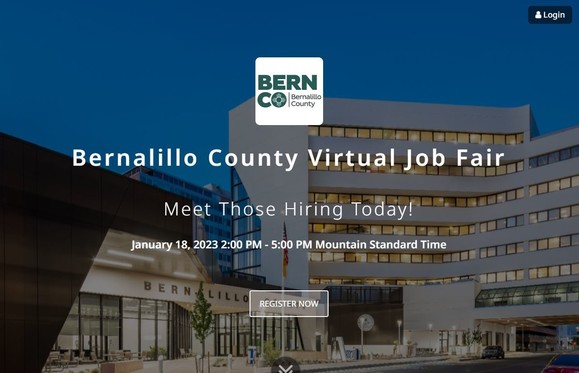 Screenshot of virtual job fair website