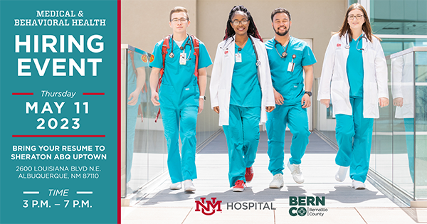 UNMH BernCo Hiring Event graphic