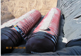 Underground storage tanks being installed