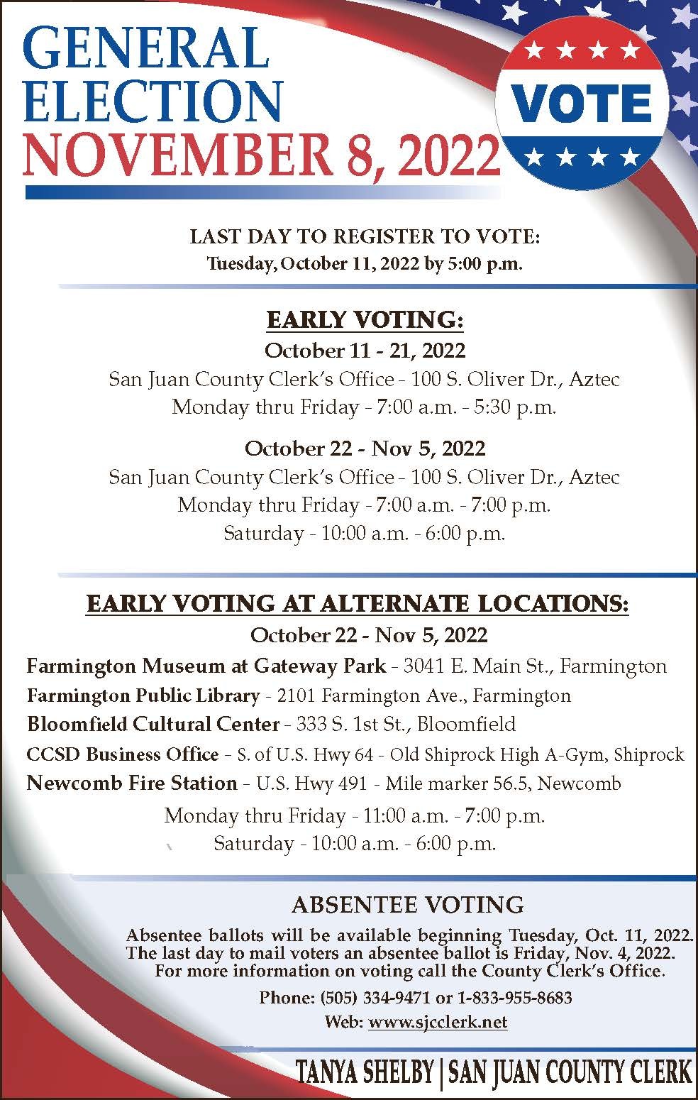 early voting schedule