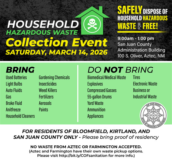 Household Hazardous Waste Day, March 14, 2006 at 100 South Oliver Drive in Aztec