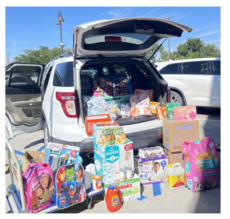 Car full of donation supplies