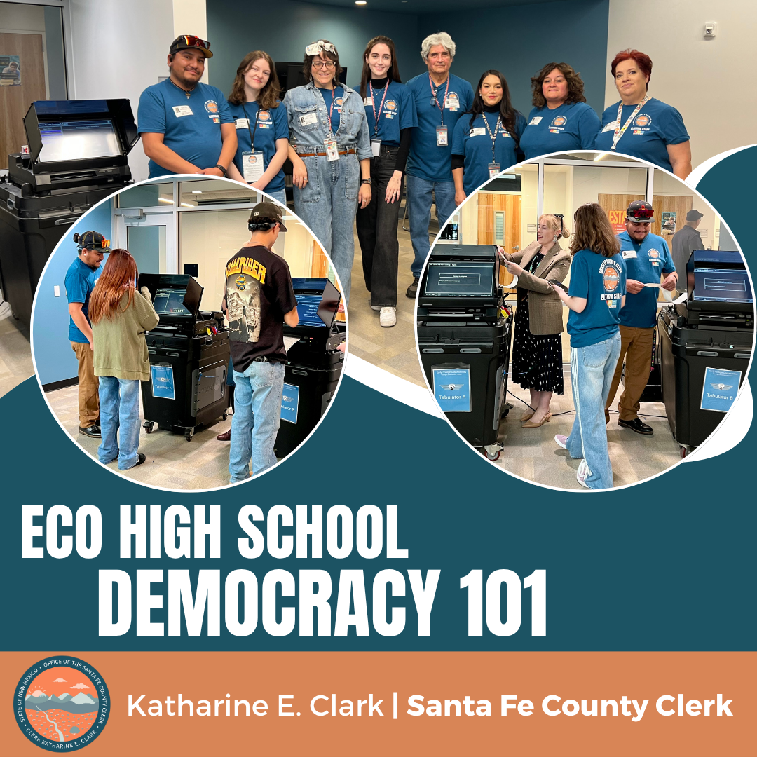 Collage of photos from Democracy 101 event at ECO High School
