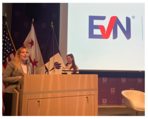 Katharine Clark presenting at the EVN conference