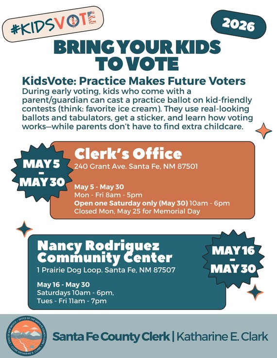 Flyer for kidsvote with info about locations, dates, times