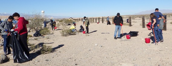Volunteers picking up trash at a Jan. 2022 WHO event