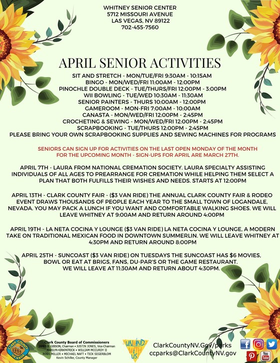 april senior activities