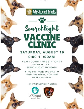Searchlight Animal Vaccine Clinic Flyer