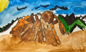striped spider in a desert environment artwork done by a program participant at wetlands park
