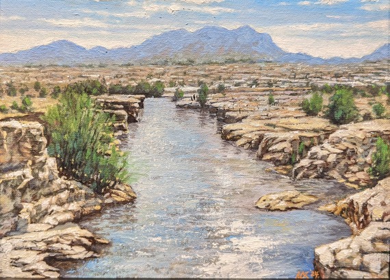 artwork titled Spring Flow by Mason Mansung Kang named as best of show in second annual plein air exhibit, unbound 2, at wetlands park