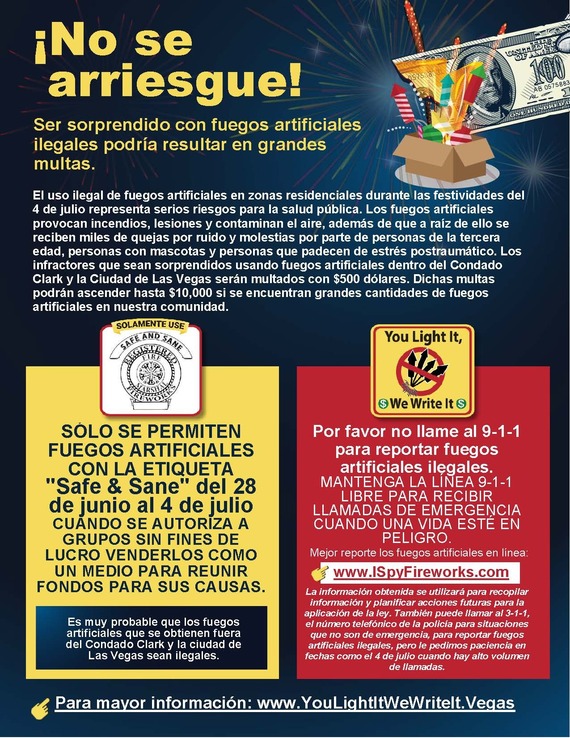 Fireworks Safety Spanish