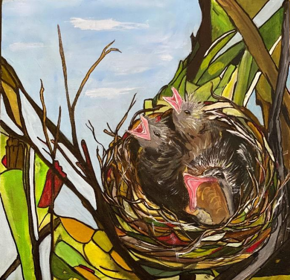 Caballero-Fields, birds in nest painting