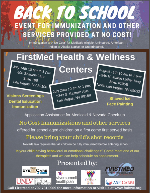Free Back-to-school immunizations flier
