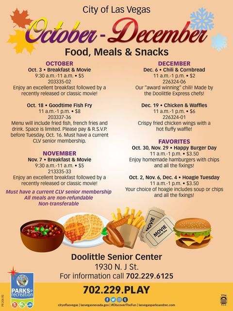 October-December Meals, Doolittle Senior Center