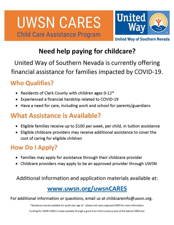 United Way S. Nevada Childcare assistance