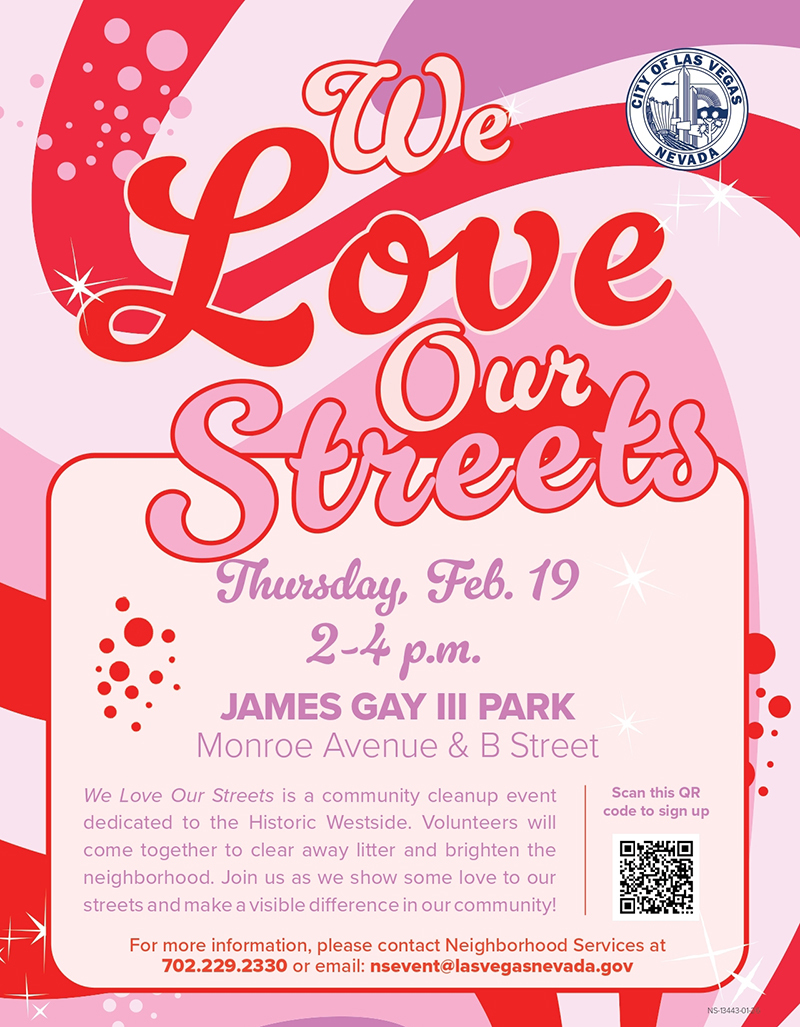 We Love Our Streets James Gay III Park Cleanup Feb. 19, 2026, 2-4 pm flier